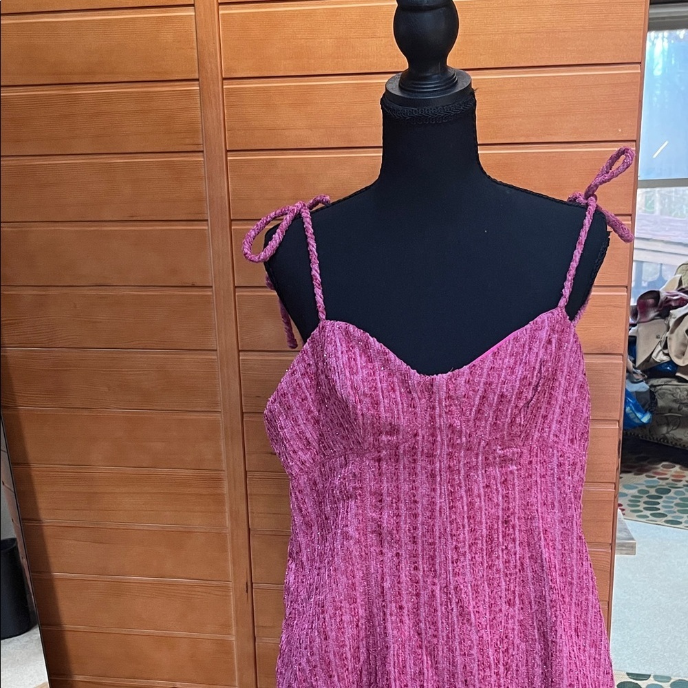 Storia Pink Textured Jumpsuit Make Your Entrance Berry Pink